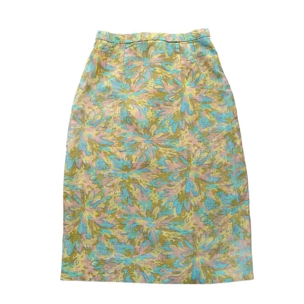 Vintage 1960’s Linen Floral Pencil Skirt